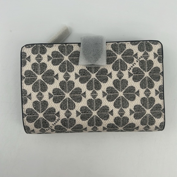 Kate Spade Signature Spade Flower Medium Compact Bifold Wallet Black Multi - Picture 3 of 16